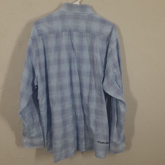 English Laundry Adult Men's XL Blue Plaid Check Long Sleeve Button Up Shirt - Picture 9 of 13